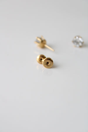 14KP Yellow Gold Clear Stone Earrings