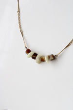 Mother Of Pearl Beaded Gold Stone Necklace