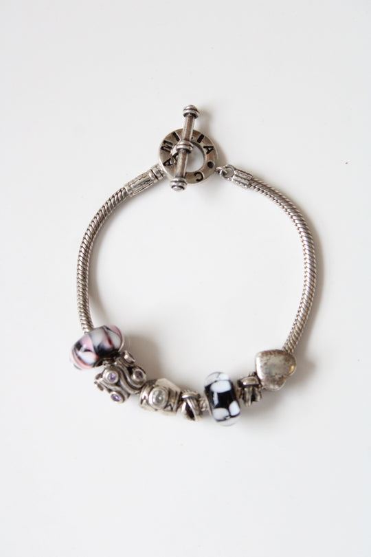 Chamila Sterling Silver Beaded Toggle Clasp Bracelet