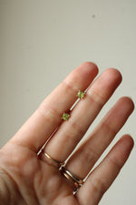 14K Yellow Gold Green Peridot Stud Earrings