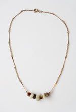 Mother Of Pearl Beaded Gold Stone Necklace