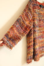 NEW Alley Miles Orange Yellow and Blue Fuzzy 3/4 Sleeve Sweater | XL-P