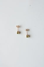 14K Yellow Gold Green Peridot Stud Earrings