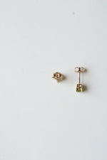 14K Yellow Gold Green Peridot Stud Earrings