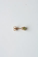 14K Yellow Gold Green Peridot Stud Earrings