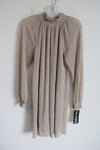 NEW Nina Leonard Pale Pink Gold Shimer Long Sleeved Dress | L