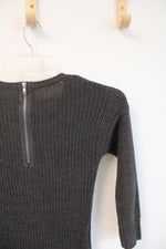 Pink Rose Gray Long Sleeved Sweater Dress | XS