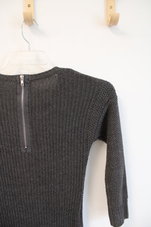 Pink Rose Gray Long Sleeved Sweater Dress | XS