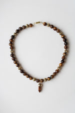 Tiger's Eye Gold Tone Beaded Necklace
