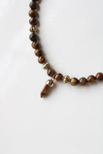 Tiger's Eye Gold Tone Beaded Necklace