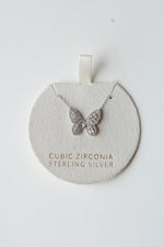 Cubic Zirconia Sterling Silver Butterfly Necklace