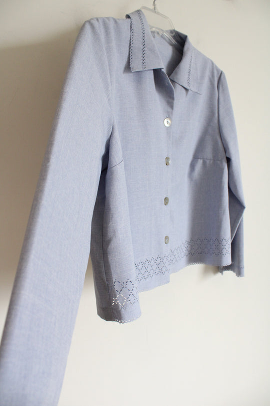 Two Twenty Lace Edge Detail Light Blue Spring Jacket | M Petite