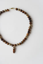 Tiger's Eye Gold Tone Beaded Necklace