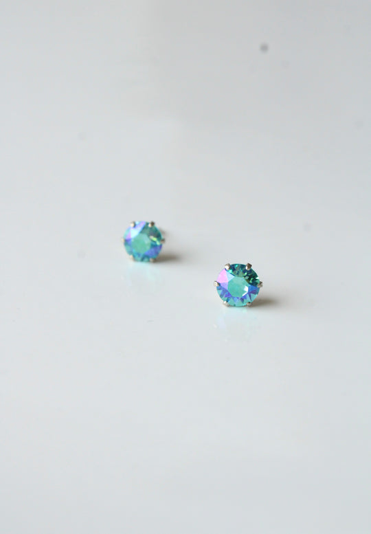 Jojo Loves You Sterling Silver Glacier Blue Rainbow Crystal Stud Earrings