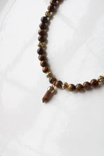 Tiger's Eye Gold Tone Beaded Necklace