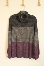 NEW Ofeefan Gray and Purple Ribbed Soft Turtleneck Size | M