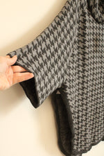NEW Loft Gray and Black Houndstooth Poncho Sweater with Sleeves | M/L