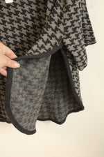 NEW Loft Gray and Black Houndstooth Poncho Sweater with Sleeves | M/L