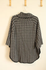 NEW Loft Gray and Black Houndstooth Poncho Sweater with Sleeves | M/L