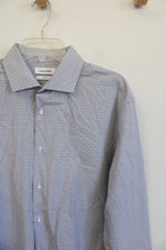 NEW Calvin Klein Slim Fit Blue & White Plaid Button Down Shirt | L