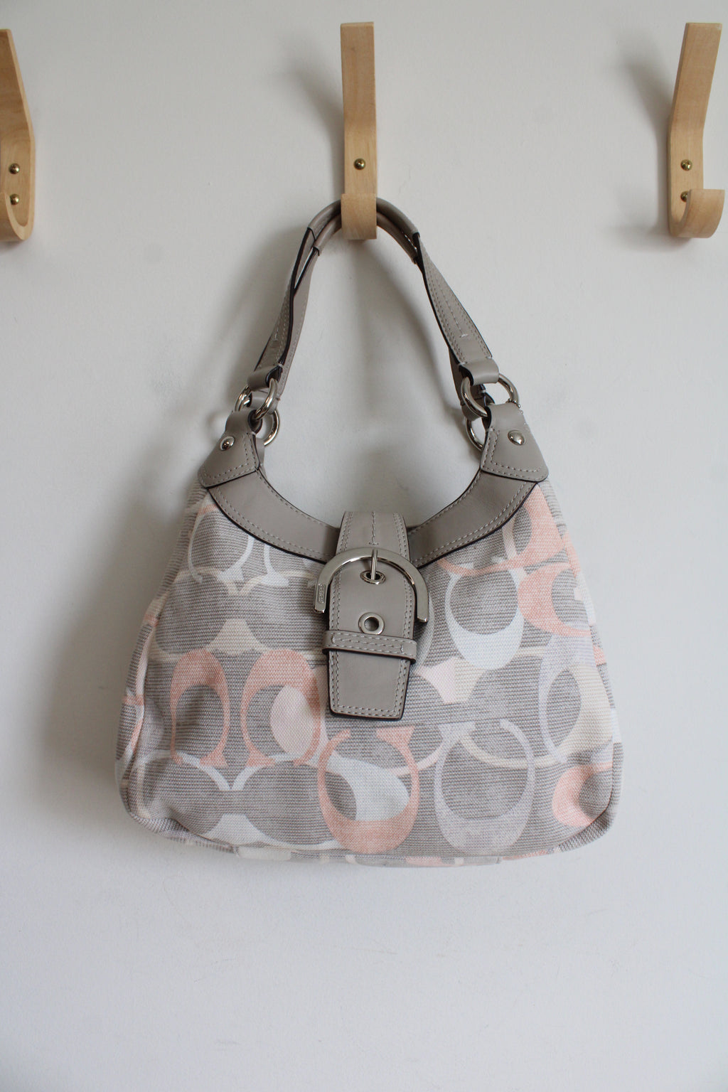 Coach Soho Optic Lynn Pink/Gray Hobo Bag Purse