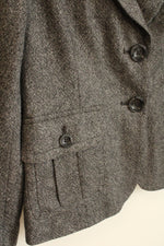 Eddie Bauer Gray Wool Blend Tweed Button Front Blazer | 6-P