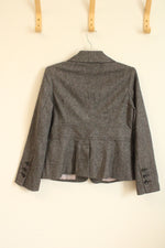 Eddie Bauer Gray Wool Blend Tweed Button Front Blazer | 6-P