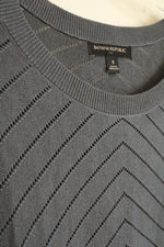 Banana Republic Gray Triangle Textured Holes Knit Top | S