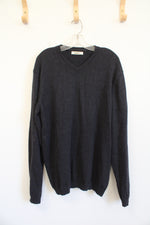 Lello Charcoal Gray V-Neck Sweater | XXL