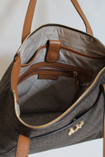 NEW MICHAEL Michael Kors Maddie Brown/Acorn Zip Top Tote Purse