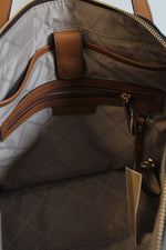 NEW MICHAEL Michael Kors Maddie Brown/Acorn Zip Top Tote Purse