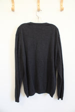 Lello Charcoal Gray V-Neck Sweater | XXL