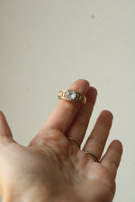 14K Yellow Gold Clear Stone Men's Ring | Size 12