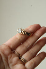14K Yellow Gold Clear Stone Men's Ring | Size 12