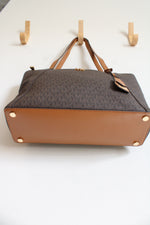 NEW MICHAEL Michael Kors Maddie Brown/Acorn Zip Top Tote Purse