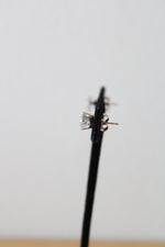 585 White Gold Stud Clear Stone Earrings