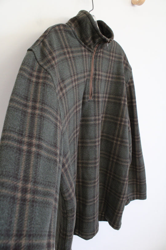 Arrow Green & Brown Plaid 1/4 Zip Sweatshirt | XXL