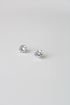 585 White Gold Stud Clear Stone Earrings