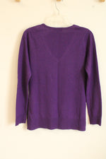 NEW New York and company Purple Argyle Diamond Printed LS Sweater with Rhinestones | M
