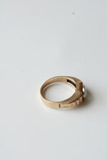 14K Yellow Gold Clear Stone Men's Ring | Size 12