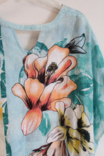 Chico's Linen Tropical Print Loose Fit Blouse | L/XL