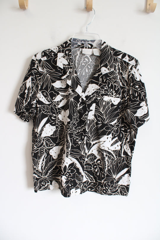 Erika Black Tropical Print Vintage Top | M