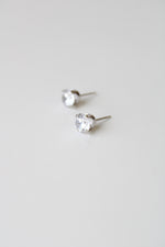 585 White Gold Stud Clear Stone Earrings