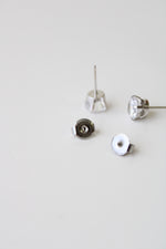 585 White Gold Stud Clear Stone Earrings