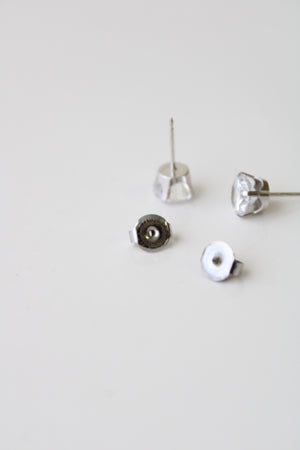 585 White Gold Stud Clear Stone Earrings