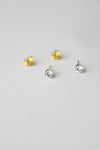 14K Gold Yellow & Clear Stone Stud Earring Pair