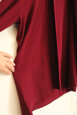 NEW Liz Clayborn Burgundy Open Front Ribbed Cover up Sweater | L