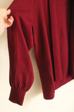 NEW Liz Clayborn Burgundy Open Front Ribbed Cover up Sweater | L