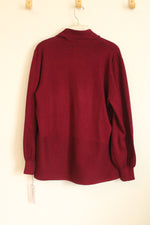 NEW Liz Clayborn Burgundy Open Front Ribbed Cover up Sweater | L