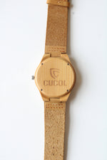 NEW Cucol Leather & Bamboo Watch